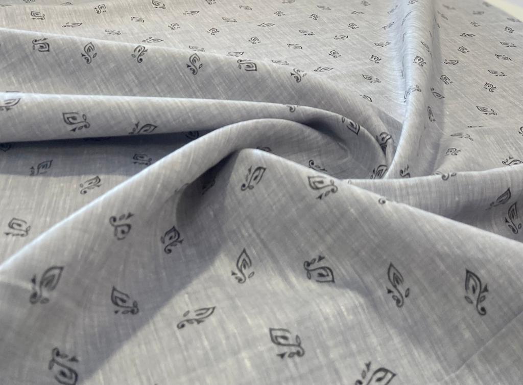 Light Violet Printed Fabric - Dyed Premium Linen Fabric LB-033