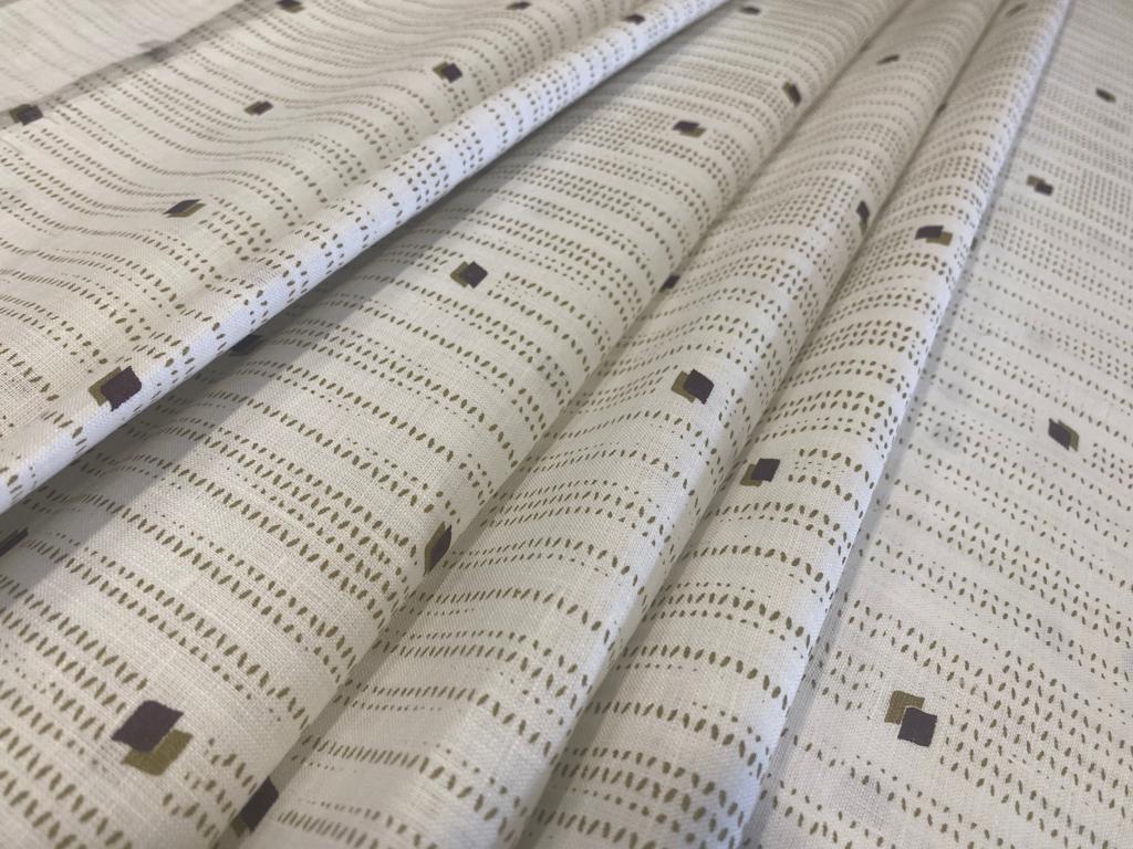 White Stripe Allover Printed - Dyed Premium Linen Fabric LS-094