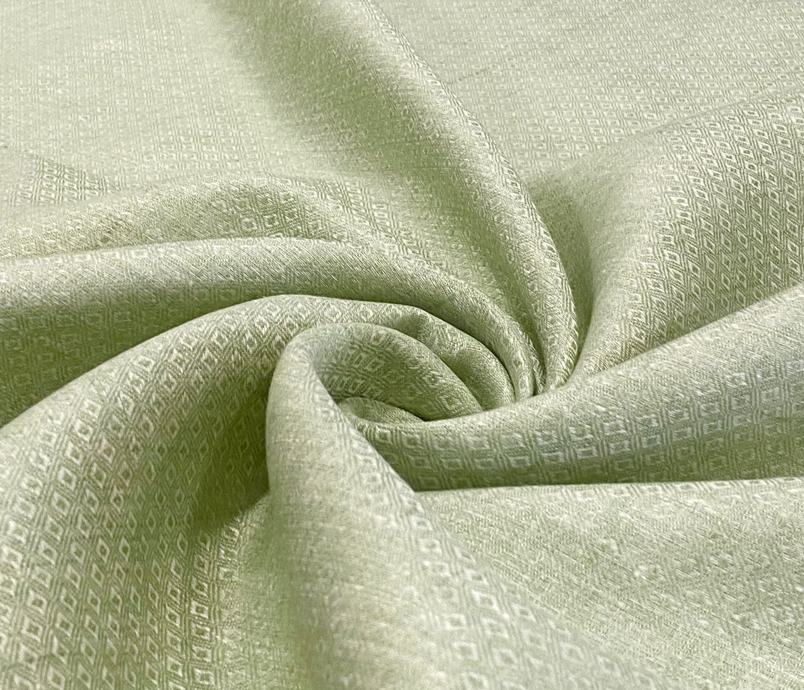 Green Jacquard Self Design - Premium Dyed Linen Fabric DJ-003