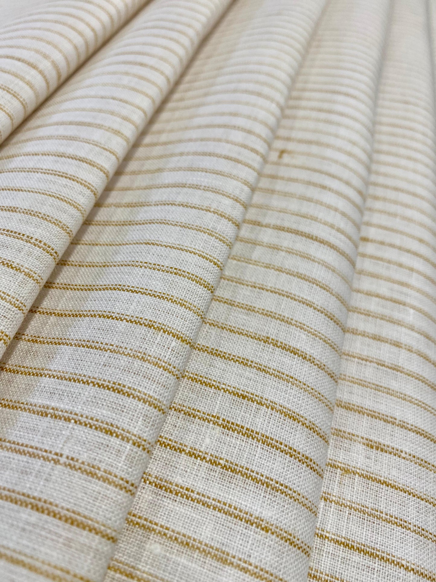 White Golden Yellow Double Stripe- Dyed Premium Linen Fabric BCF- 26405