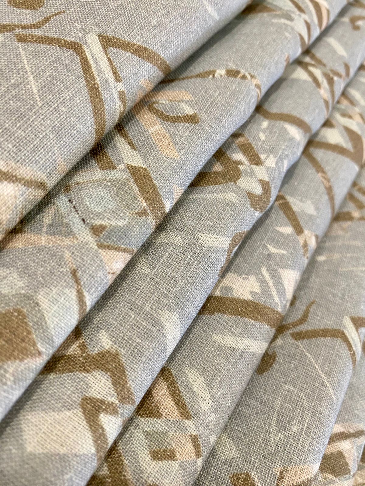 Slate Grey Digital Printed- Dyed Premium Linen Fabric BCH-149