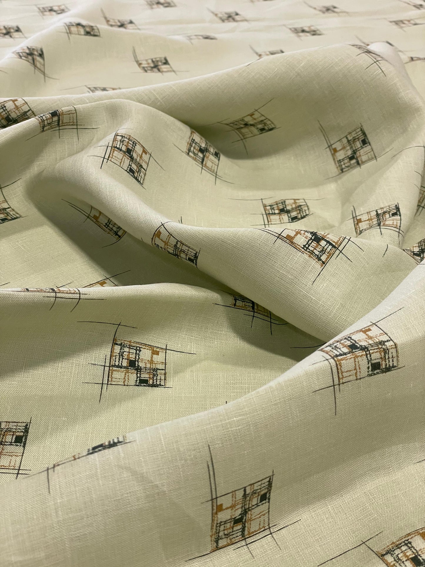 Pale Green Allover Printed Fabric - Dyed Premium Linen Fabric CNC-LFJW-35975