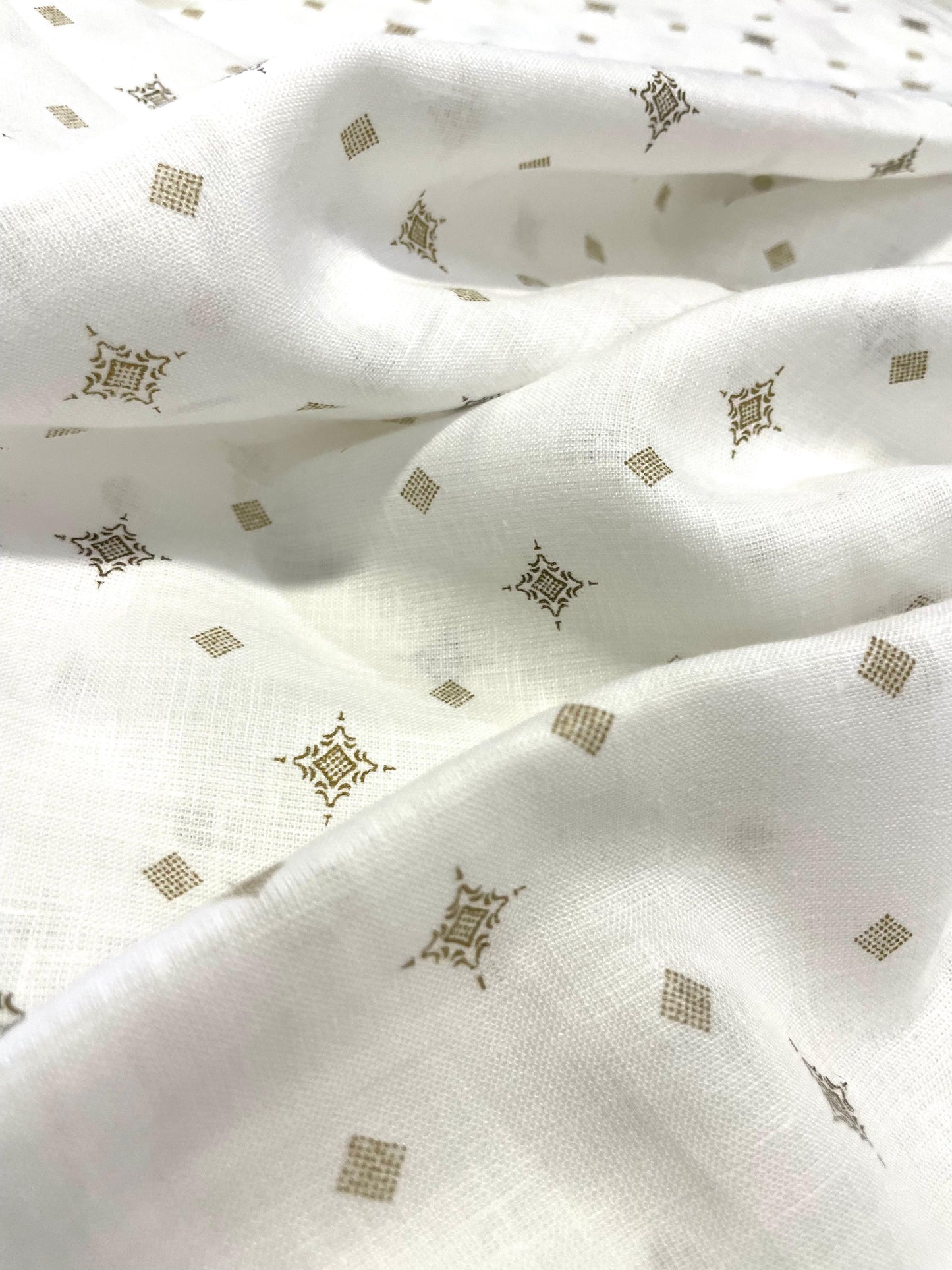 White Allover Digital Printed - Dyed Premium Linen Fabric CNC-LFWH-50956