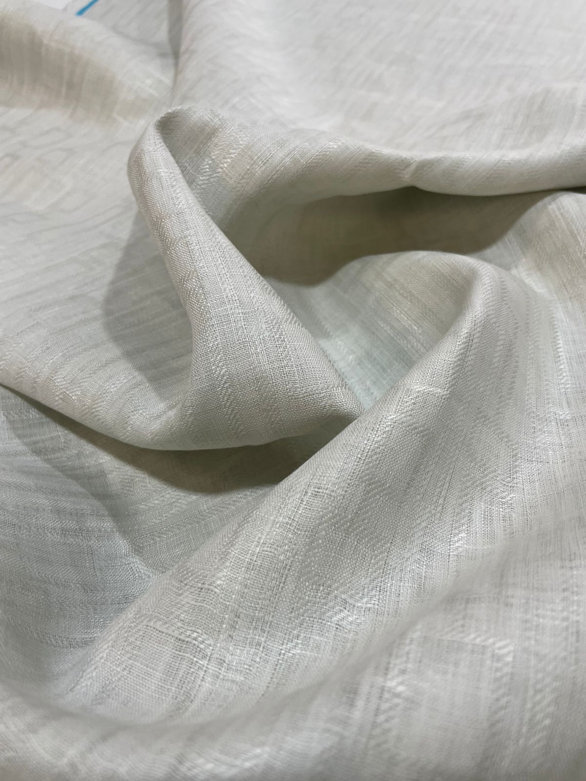 White Cream Self Design - Premium Dyed Linen Fabric LG- 006