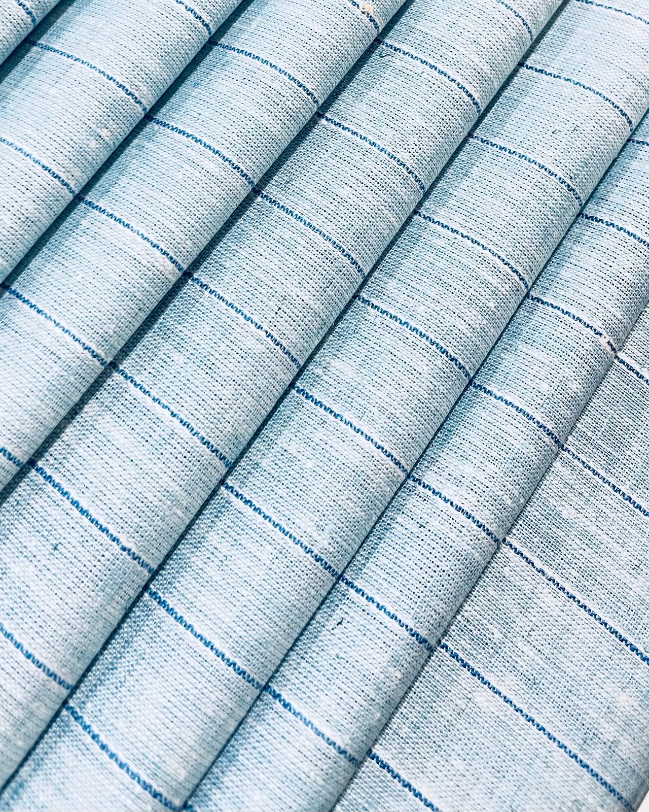 Ice Blue Stripe (70's) - Dyed Premium Linen Fabric BCMN-707144 (NEW)