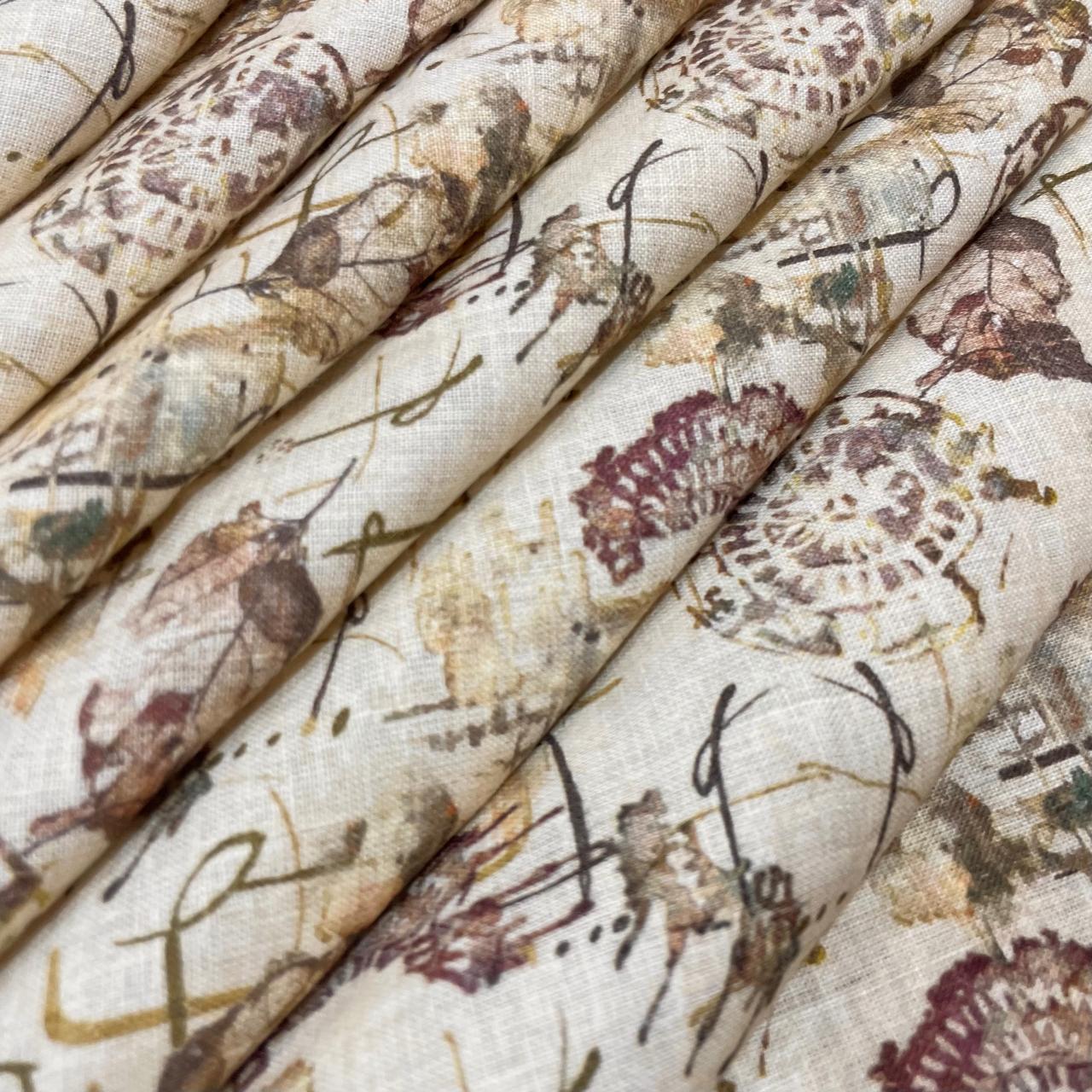 Sandal Brown Allover Digital Printed - Dyed Premium Linen Fabric BC-ITN-630144 (NEW)