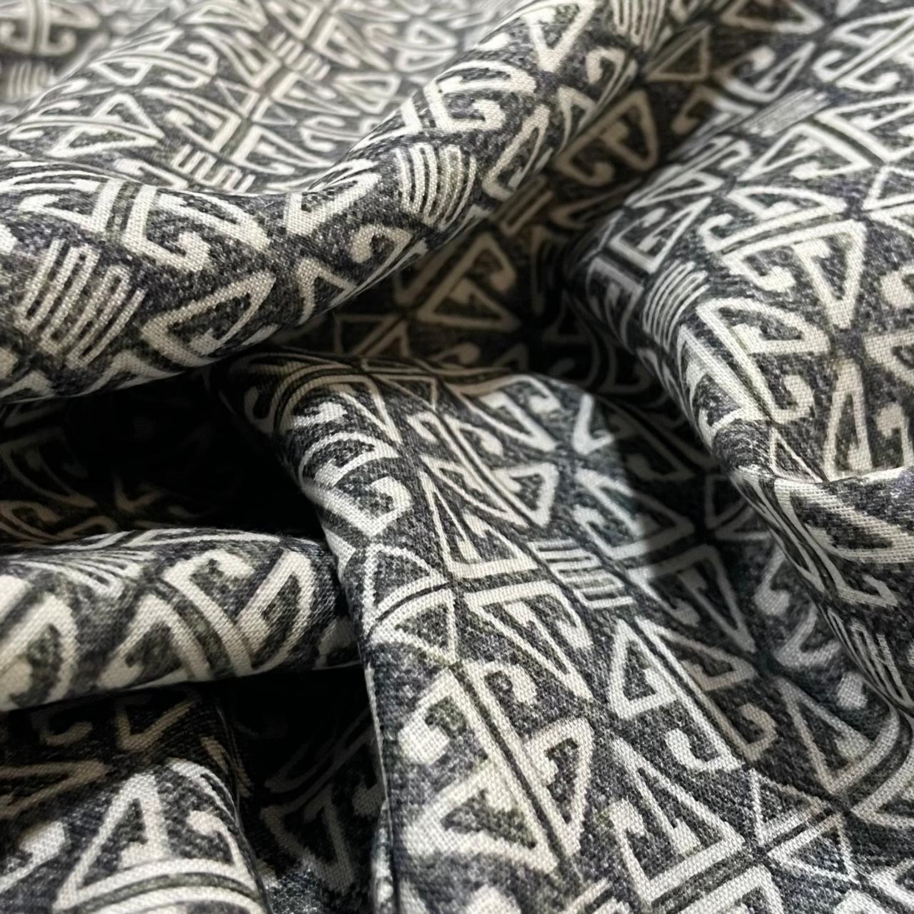 Charcoal Grey Allover Digital Printed - Dyed Premium Linen Fabric BC-ITN-630151 (NEW)