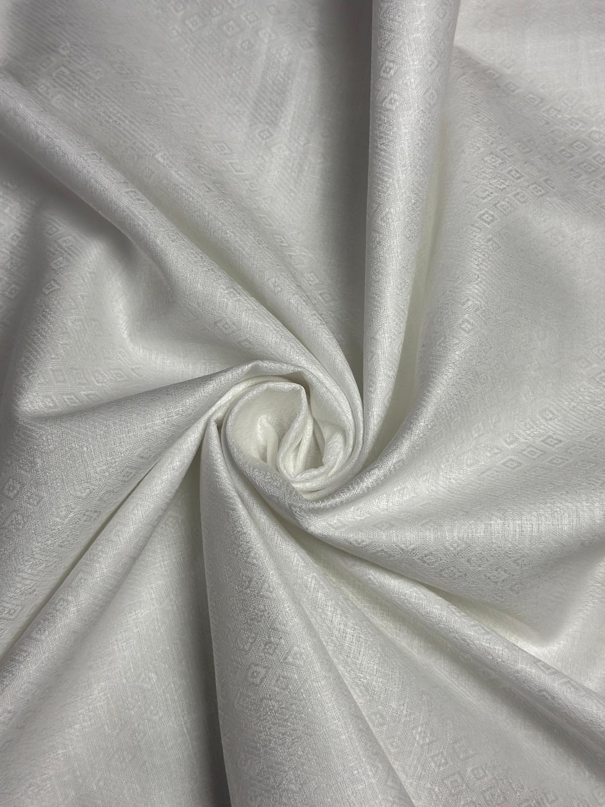 White Small Diamond Self-Design - Premium Linen Cotton Fabric BC-BJR-500101