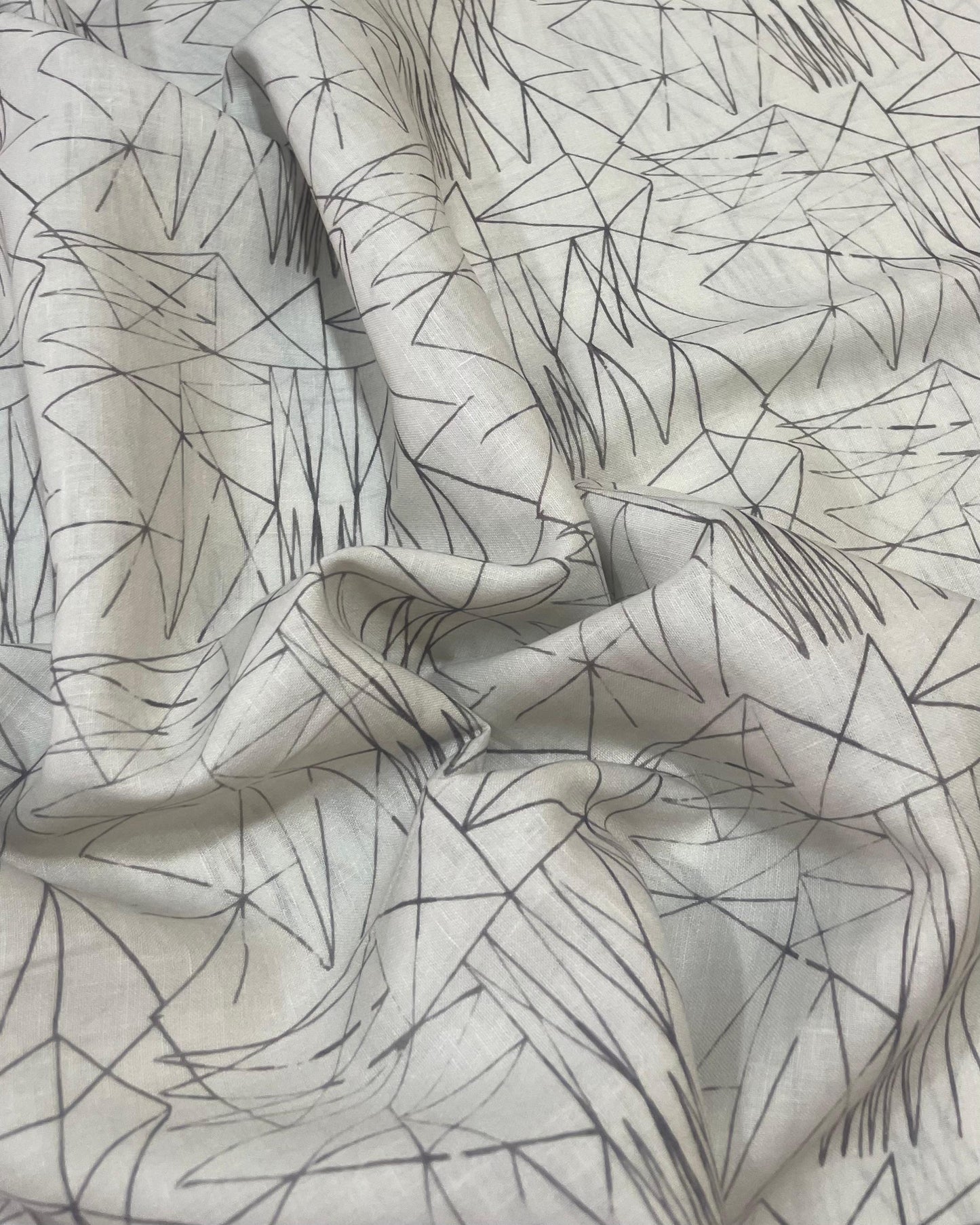 Grey Linear Abstract- Korean Linen Fabric BC-MG-KL-250207