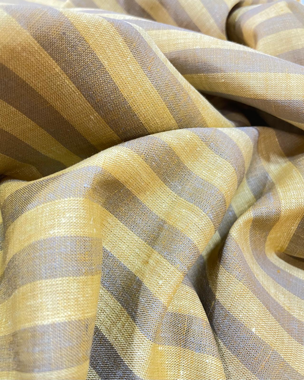 Grey /Yellow Stripe (70's) - Dyed Premium Linen Fabric BCMN-707165(NEW)