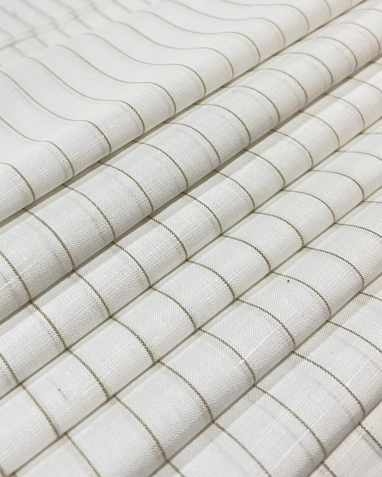 White with Sandal Stripe (80's) - Dyed Premium Linen Fabric BC-AVS-80076 (NEW)