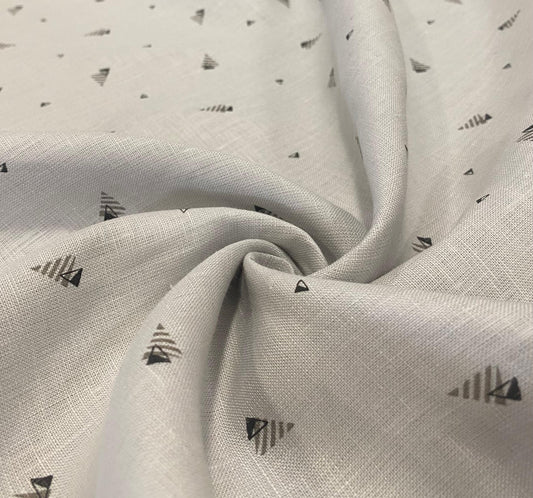Light Cement Digital Printed- Dyed Premium Linen Fabric BCM- 12150