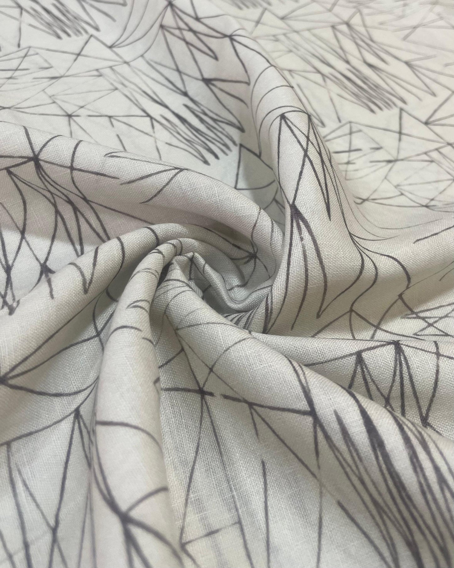 Grey Linear Abstract- Korean Linen Fabric BC-MG-KL-250207