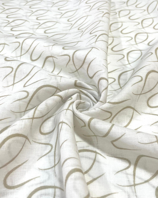 White/Khaki Basso Print - Korean Linen Fabric BC-WC-KL-260776