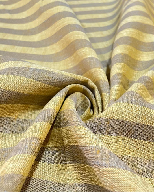 Grey /Yellow Stripe (70's) - Dyed Premium Linen Fabric BCMN-707165(NEW)