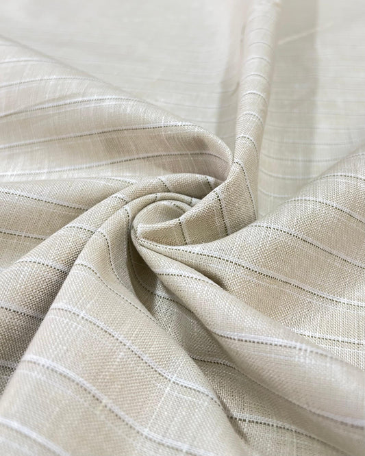 Cream With White/Grey Stripe (70's) - Dyed Premium Linen Fabric BCMN-707145 (NEW)