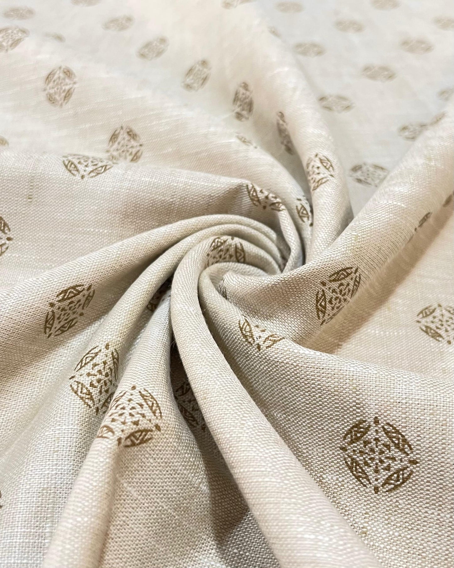 Beige Allover Printed Colour - Solid Dyed Premium Linen Fabric BCM-012242 (NEW)