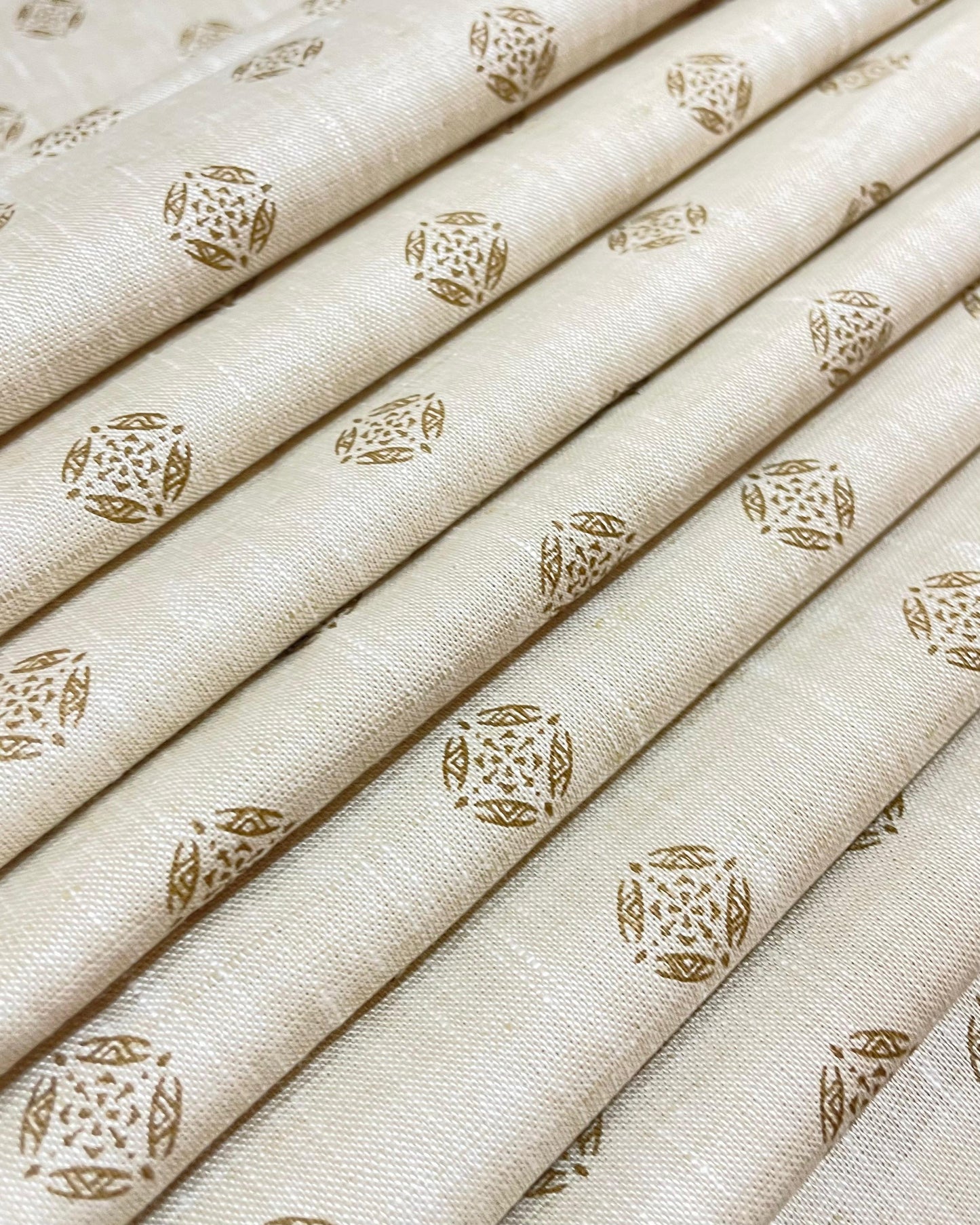 Beige Allover Printed Colour - Solid Dyed Premium Linen Fabric BCM-012242 (NEW)
