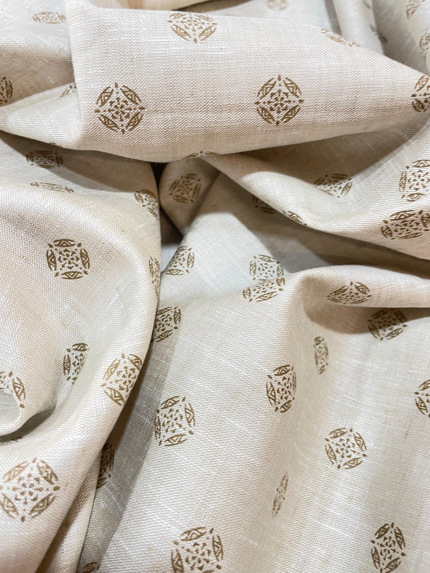 Beige Allover Printed Colour - Solid Dyed Premium Linen Fabric BCM-012242 (NEW)