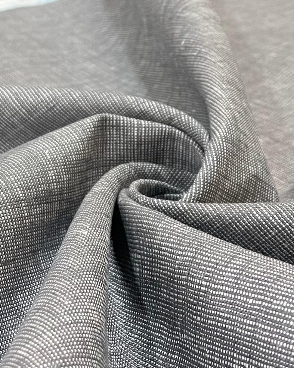 Grey-White Dotted Linen Suiting- Premium Dyed Linen Fabric TW-022