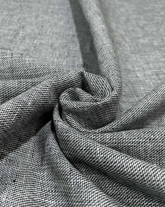 White with Black Dotted Korean Linen Suiting's- Korean Linen Fabric KL-LRN-800108