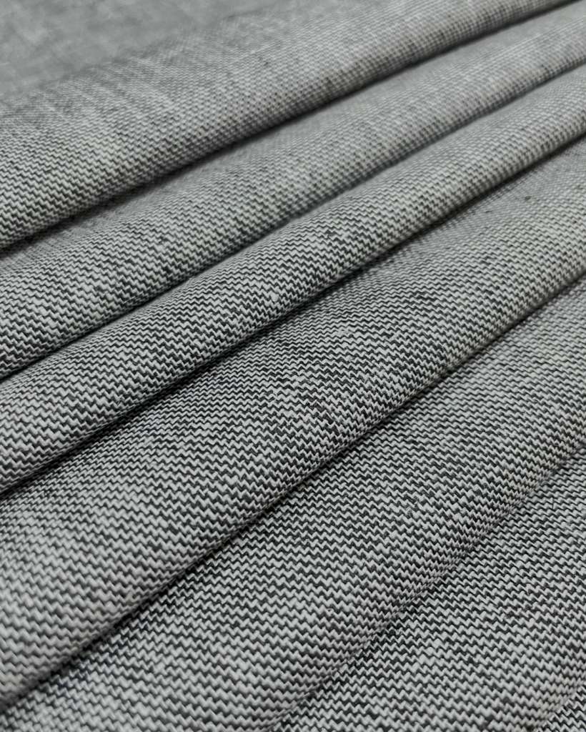 White with Black Dotted Korean Linen Suiting's- Korean Linen Fabric KL-LRN-800108