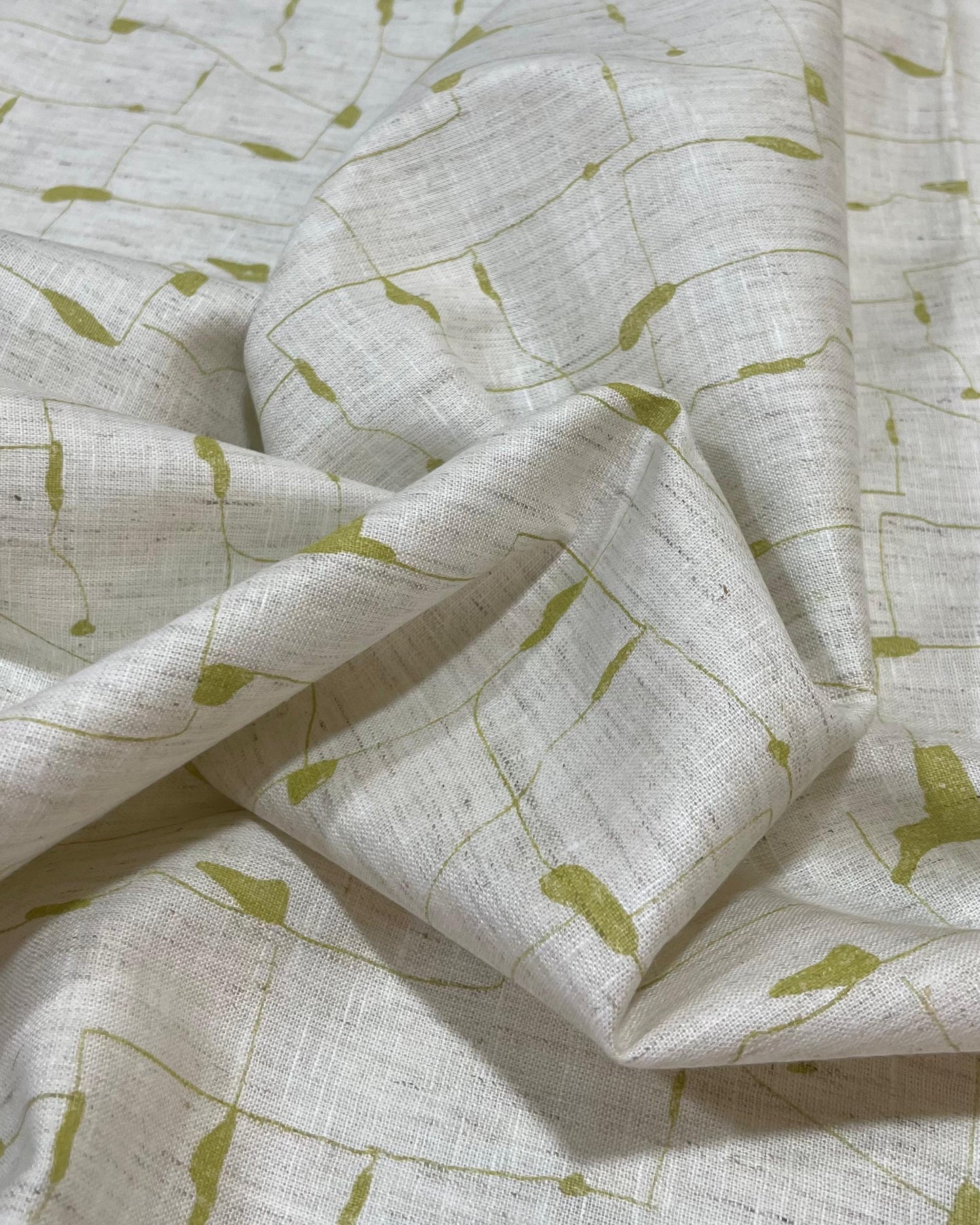 Khadi - Pear green  Abstract  - Korean Linen Fabric BC-WC-KL-260784