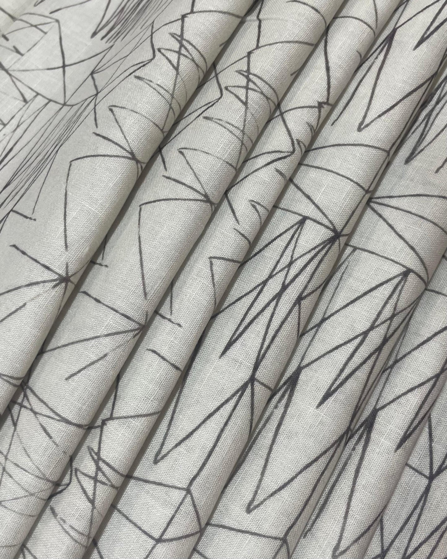 Grey Linear Abstract- Korean Linen Fabric BC-MG-KL-250207