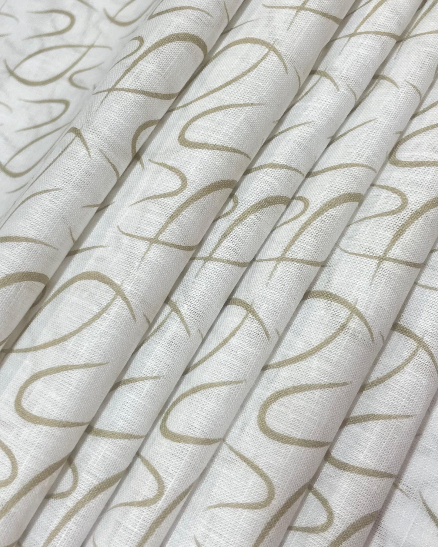 White/Khaki Basso Print - Korean Linen Fabric BC-WC-KL-260776