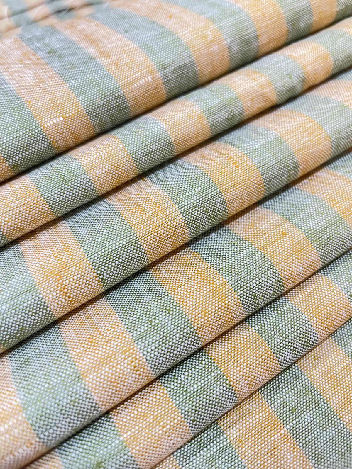 Green/Yellow Stripe (70's) - Dyed Premium Linen Fabric BCMN-707162 (NEW)