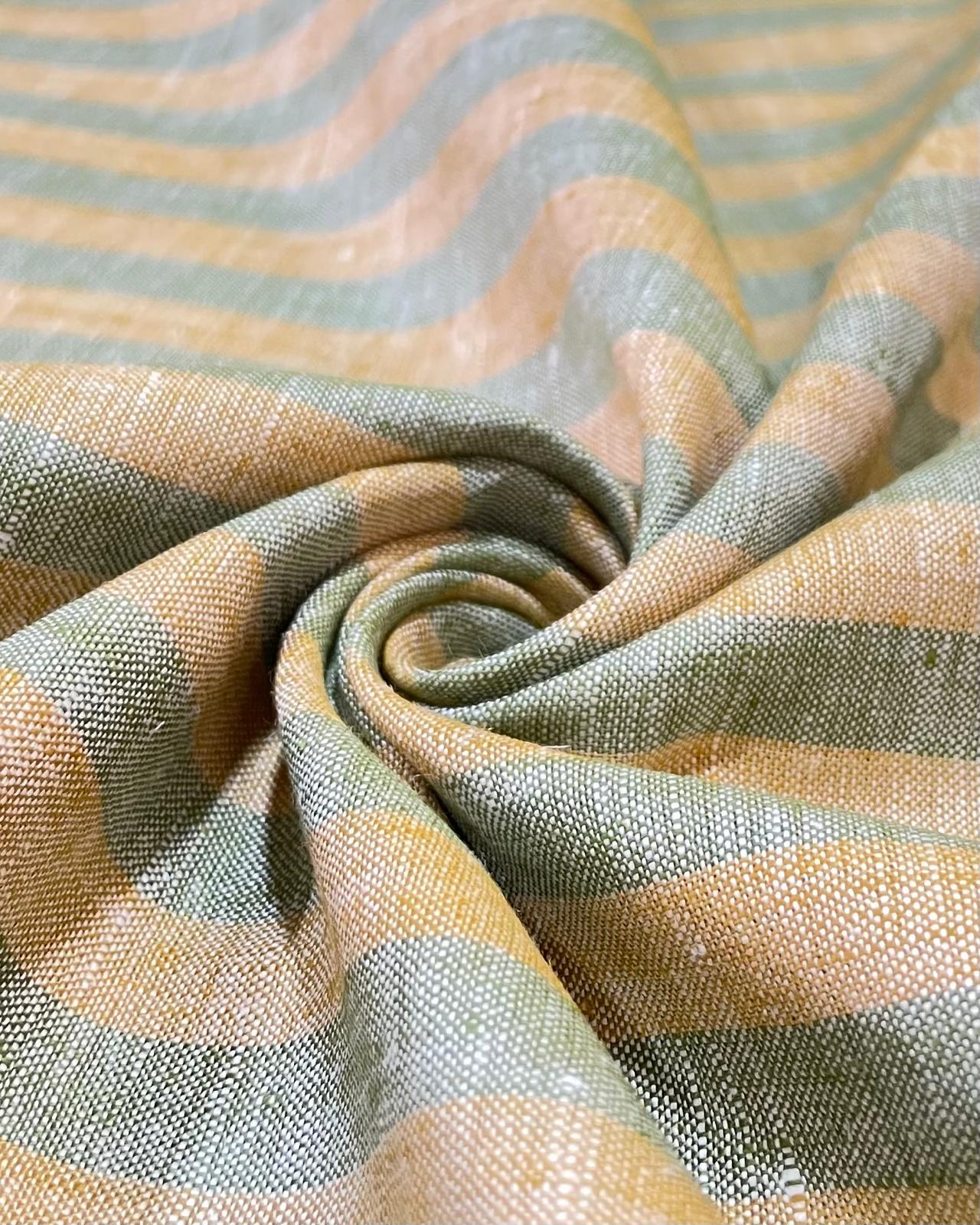 Green/Yellow Stripe (70's) - Dyed Premium Linen Fabric BCMN-707162 (NEW)