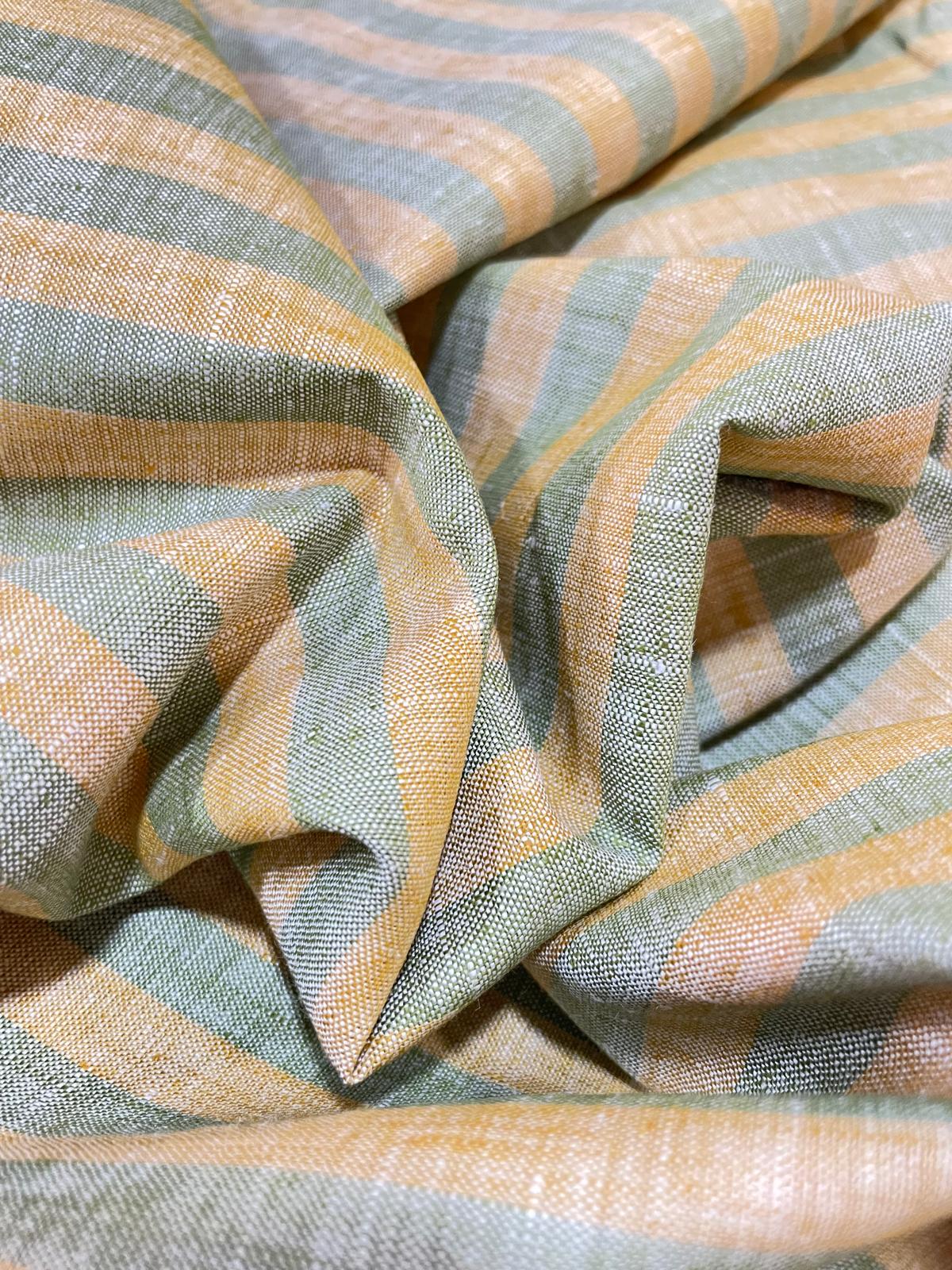Green/Yellow Stripe (70's) - Dyed Premium Linen Fabric BCMN-707162 (NEW)
