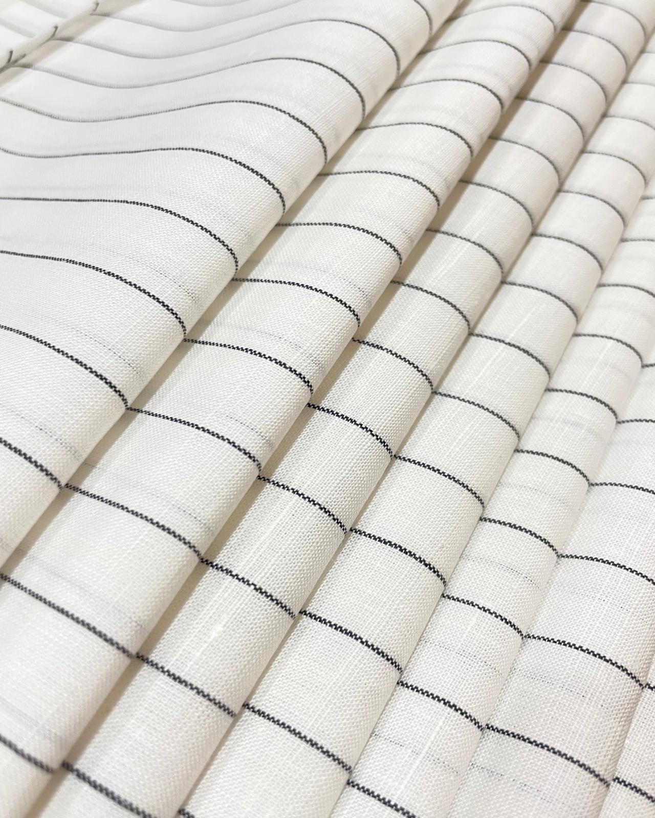White with Black Stripe (80's) - Dyed Premium Linen Fabric BC-AVS-80061 (NEW)