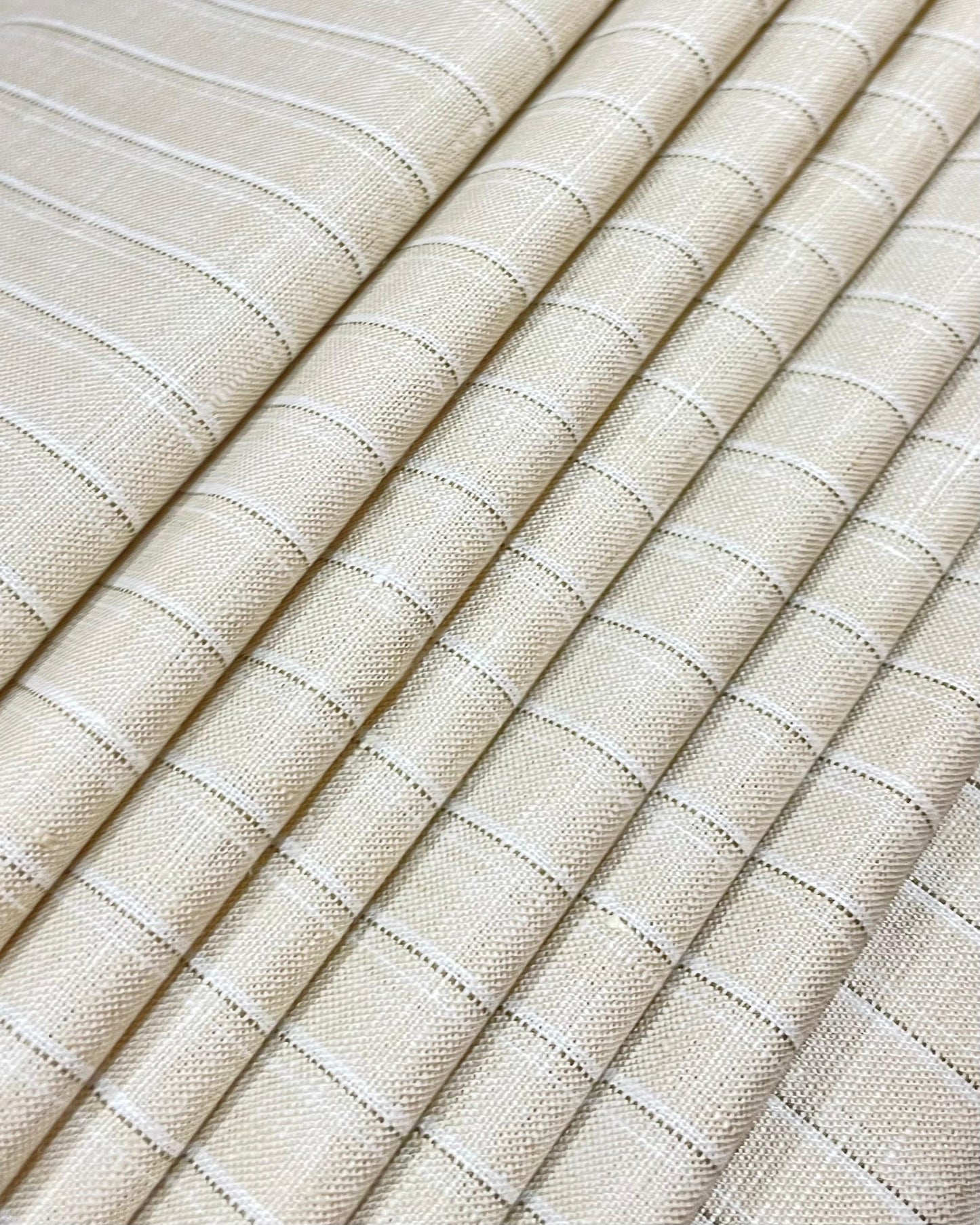 Cream With White/Grey Stripe (70's) - Dyed Premium Linen Fabric BCMN-707145 (NEW)